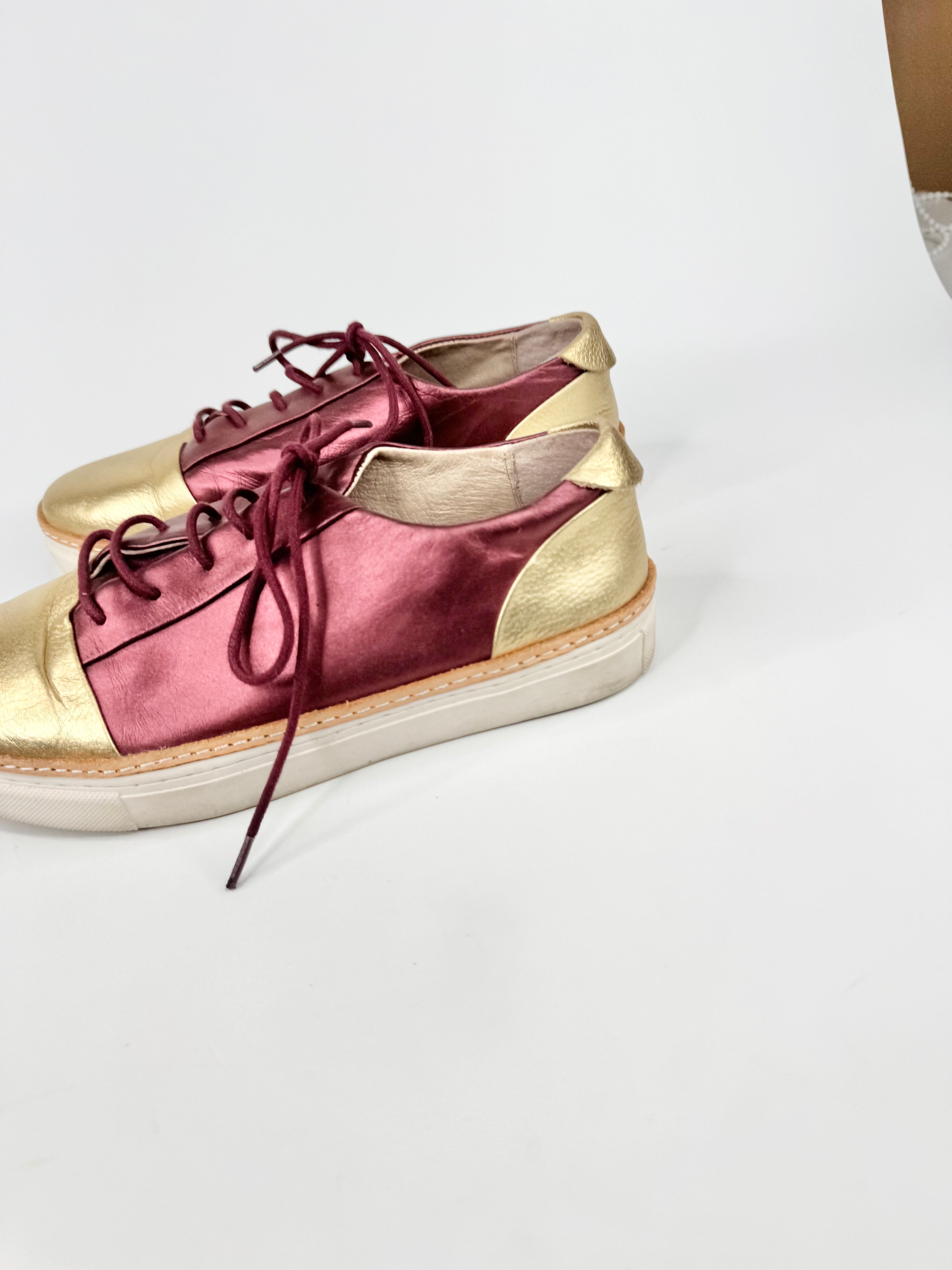 Gorman Metallic Red & Gold Lace Ups - EU36