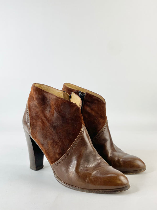 Farnesina Chestnut Suede & Leather Ankle Boots - EU37