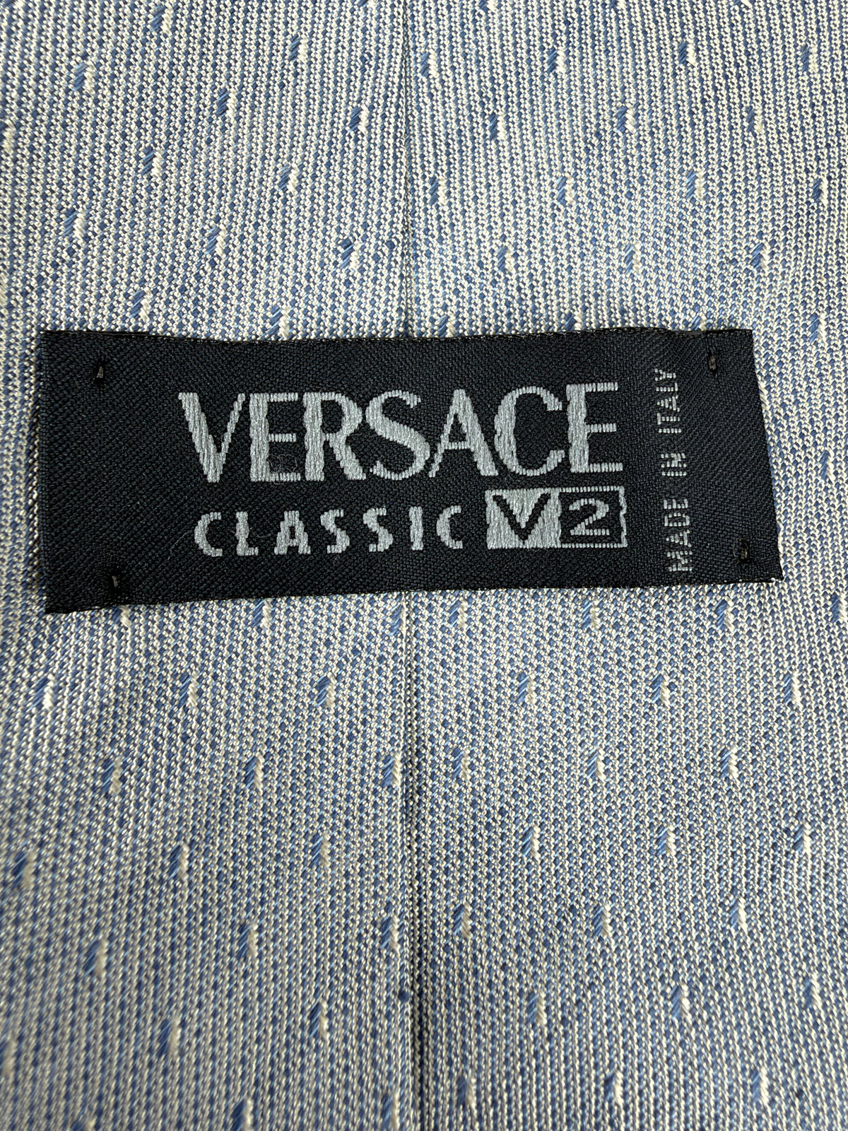Versace Classic V2 Grey & Blue Medallion Motif Silk Tie