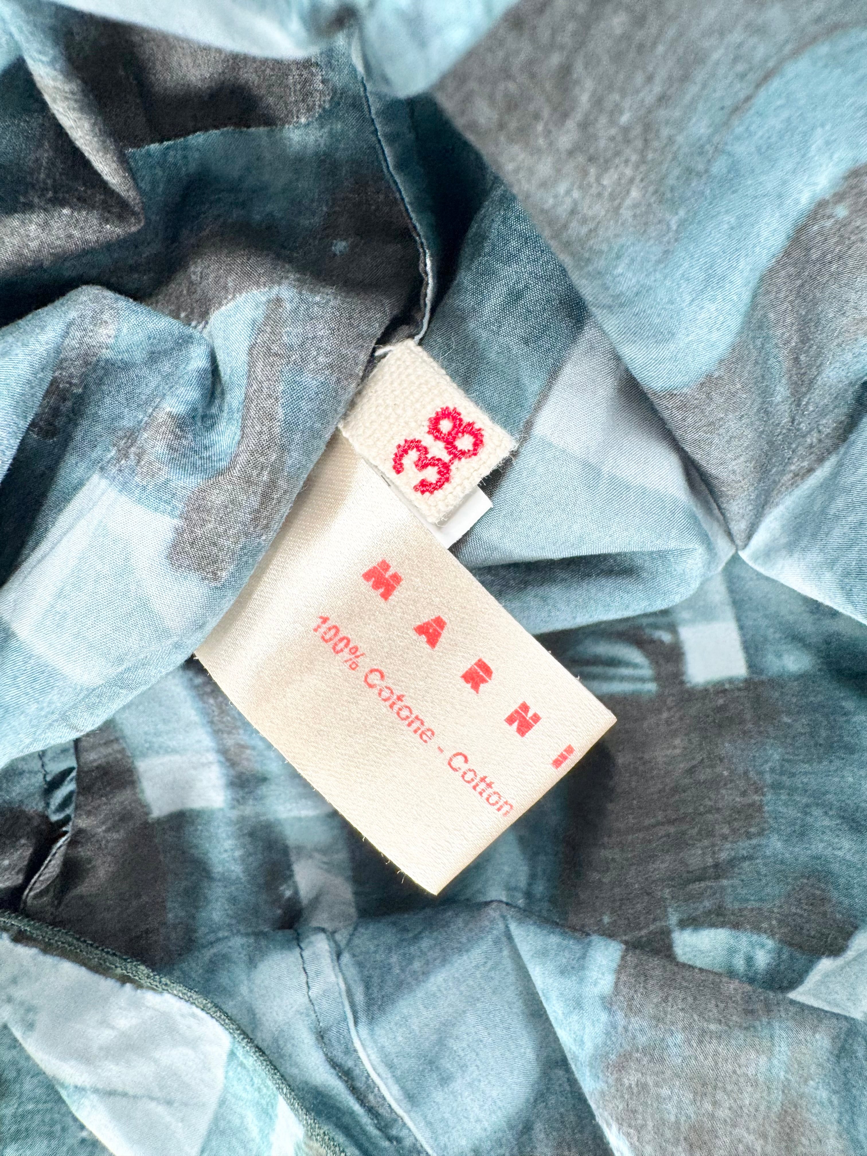Marni Blue Abstract Pattern Sleeveless Dress - AU8/10