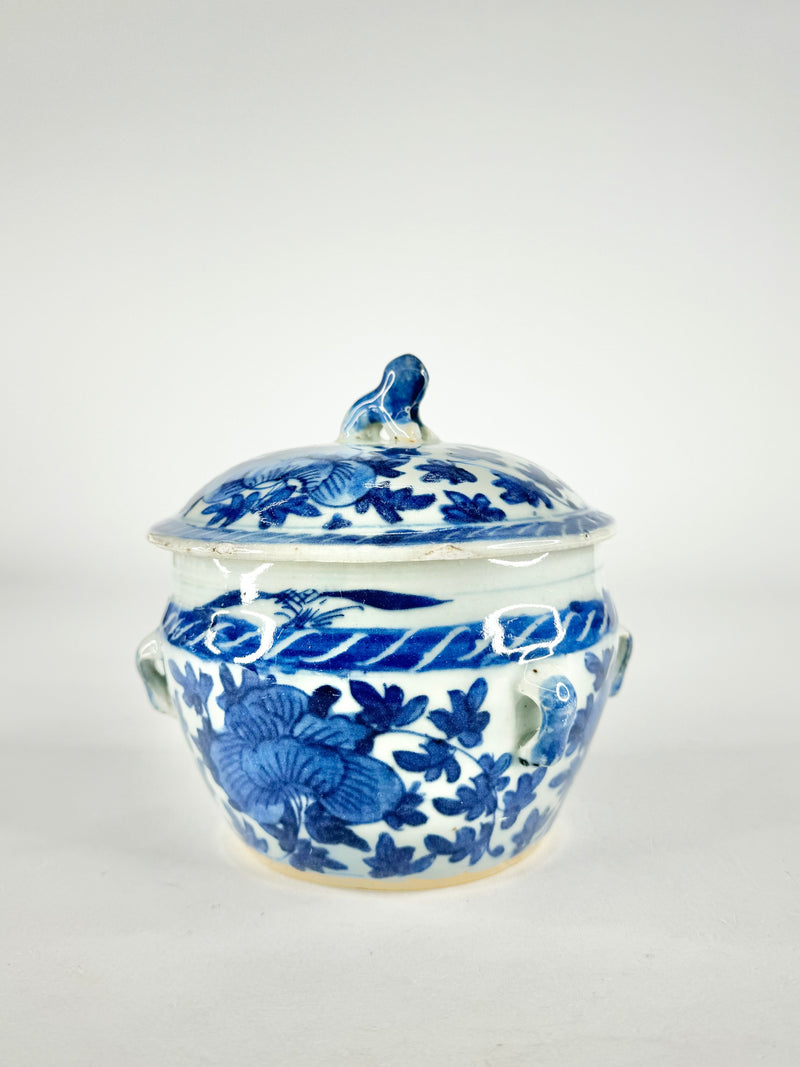 Antique Blue & White Fu Dog Ginger Jar