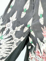 Luxe Deluxe Black Jewel Pattern Silk Blouse - AU14