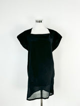 Alpha 60 Black Cotton & Silk Blend Mini Dress - AU6/8