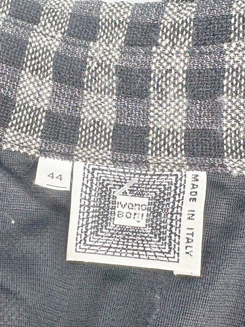 Ivano Boni Black & White Checked Long-Sleeve Dress - AU12