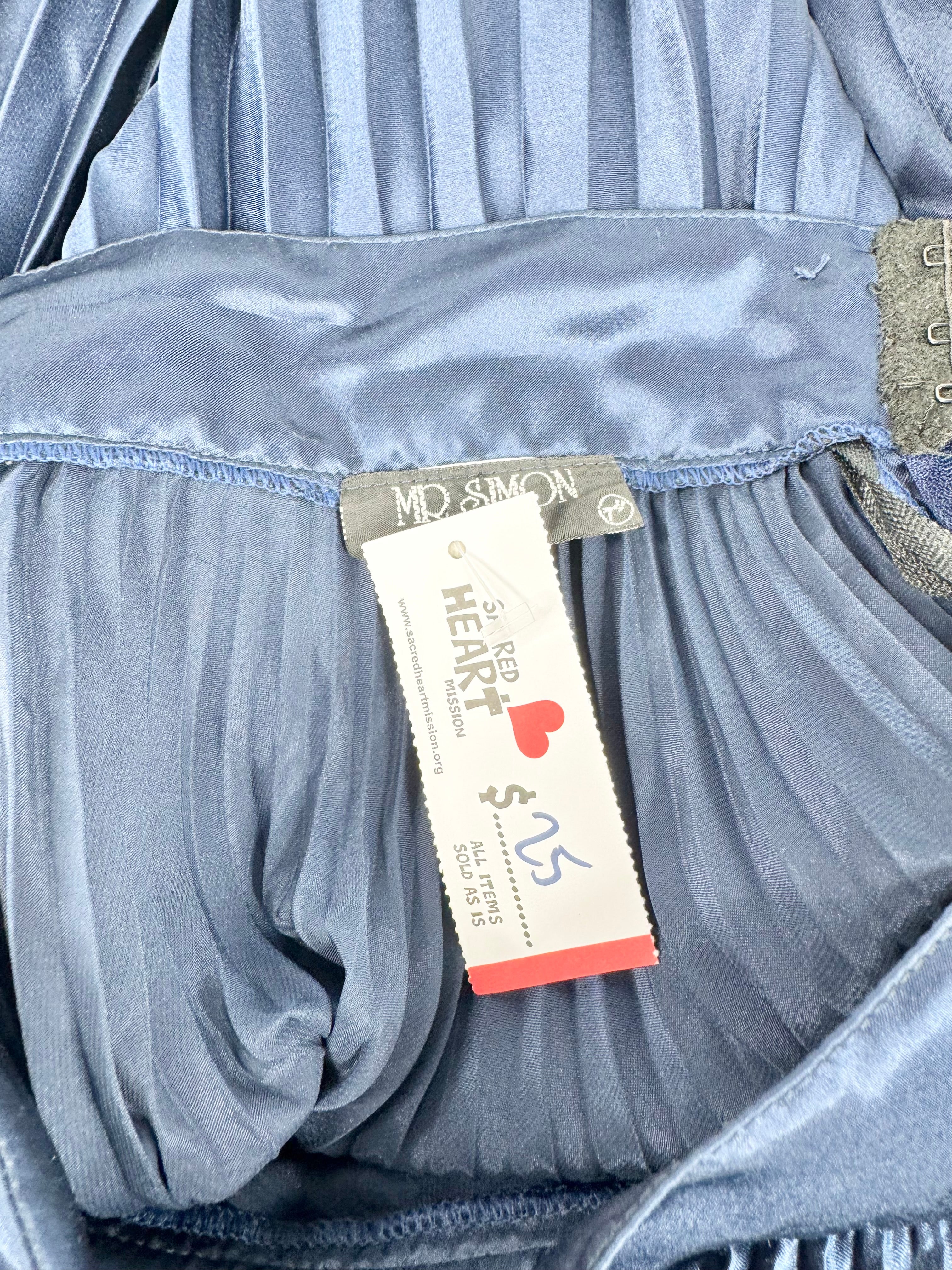 Mr Simon Midnight Blue Satin Pleated Skirt - AU10