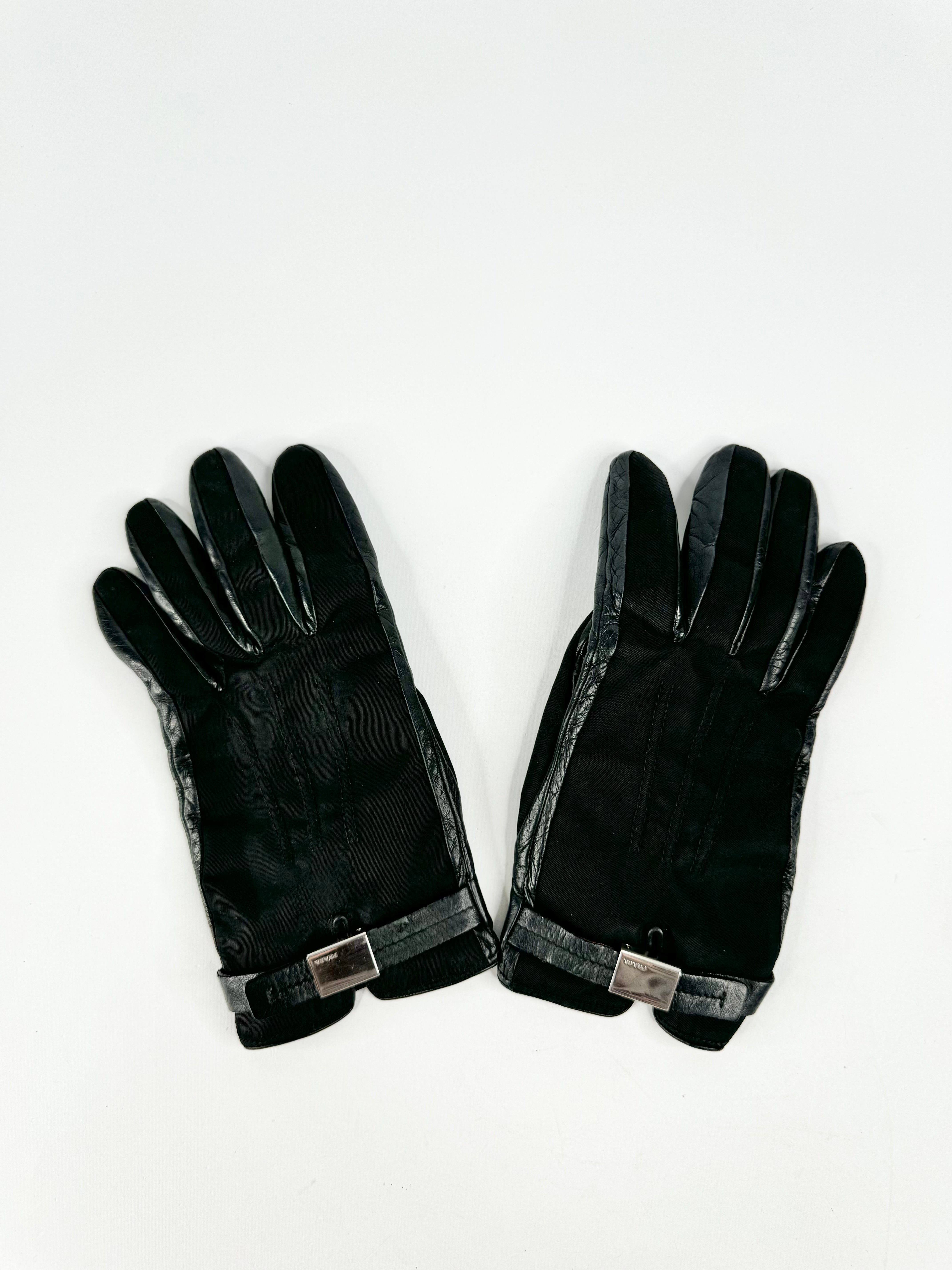 Prada Black Leather Gloves