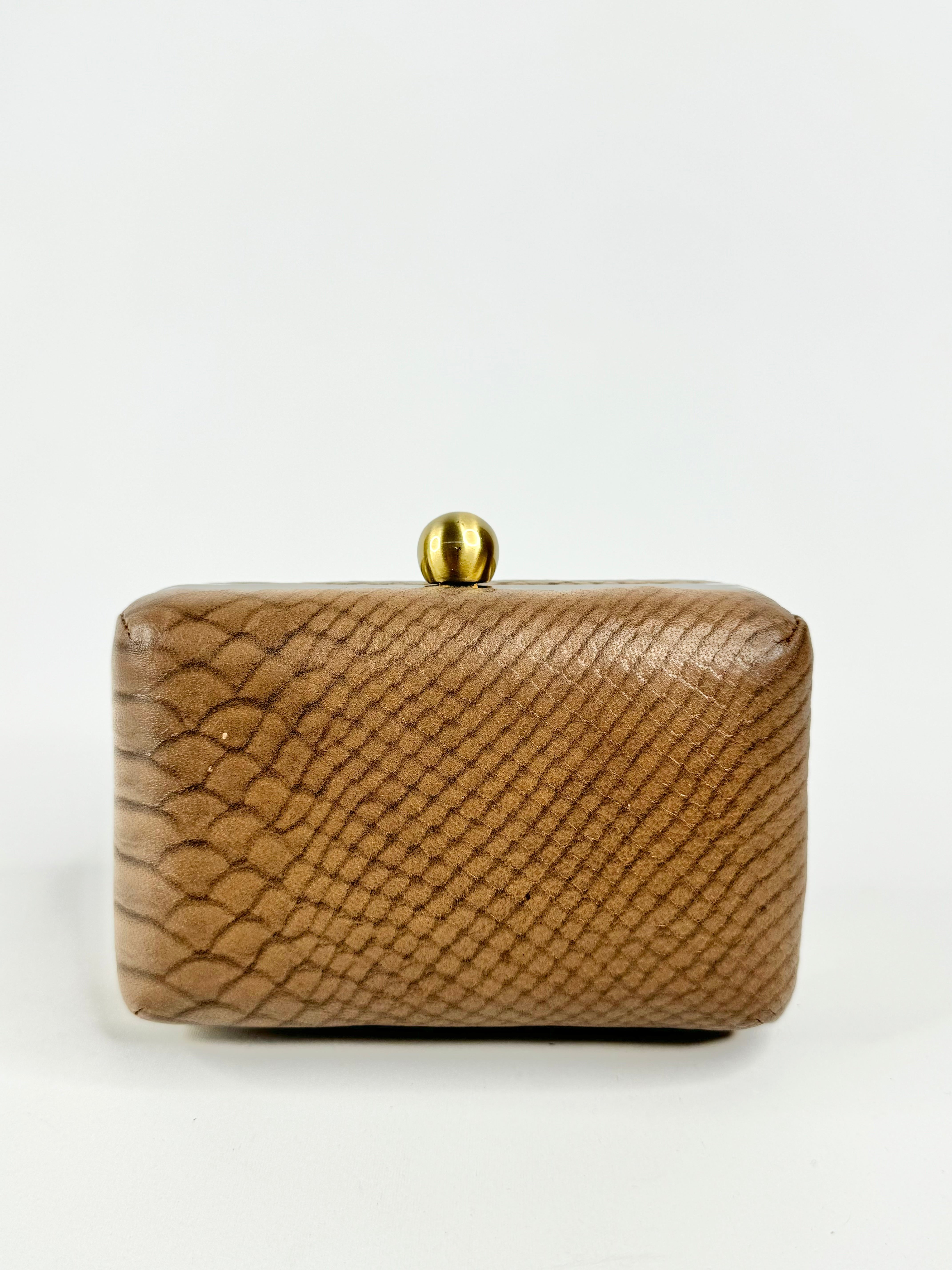Jigsaw Taupe Leather Clutch