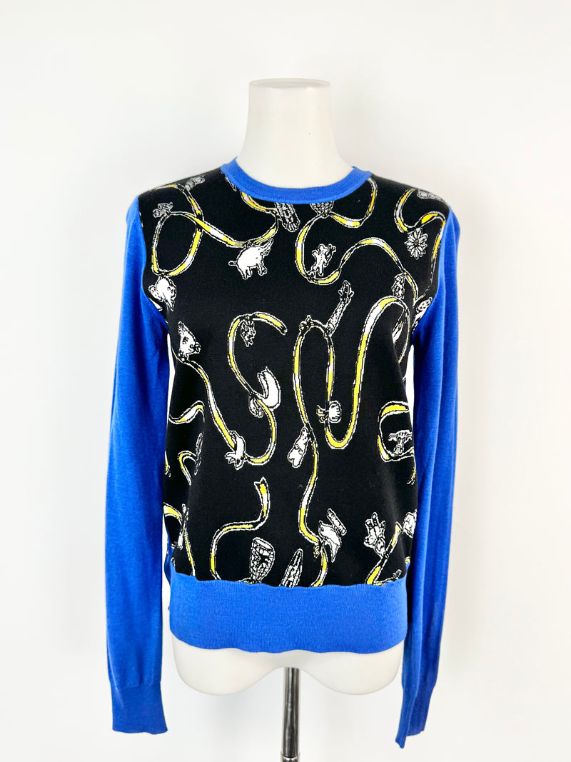Marni x Frank Navin Electric Blue Chain Print Jumper - AU8/10