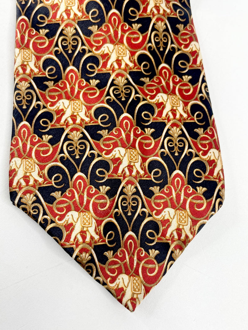 Lanvin Elephant Patterned Silk Tie