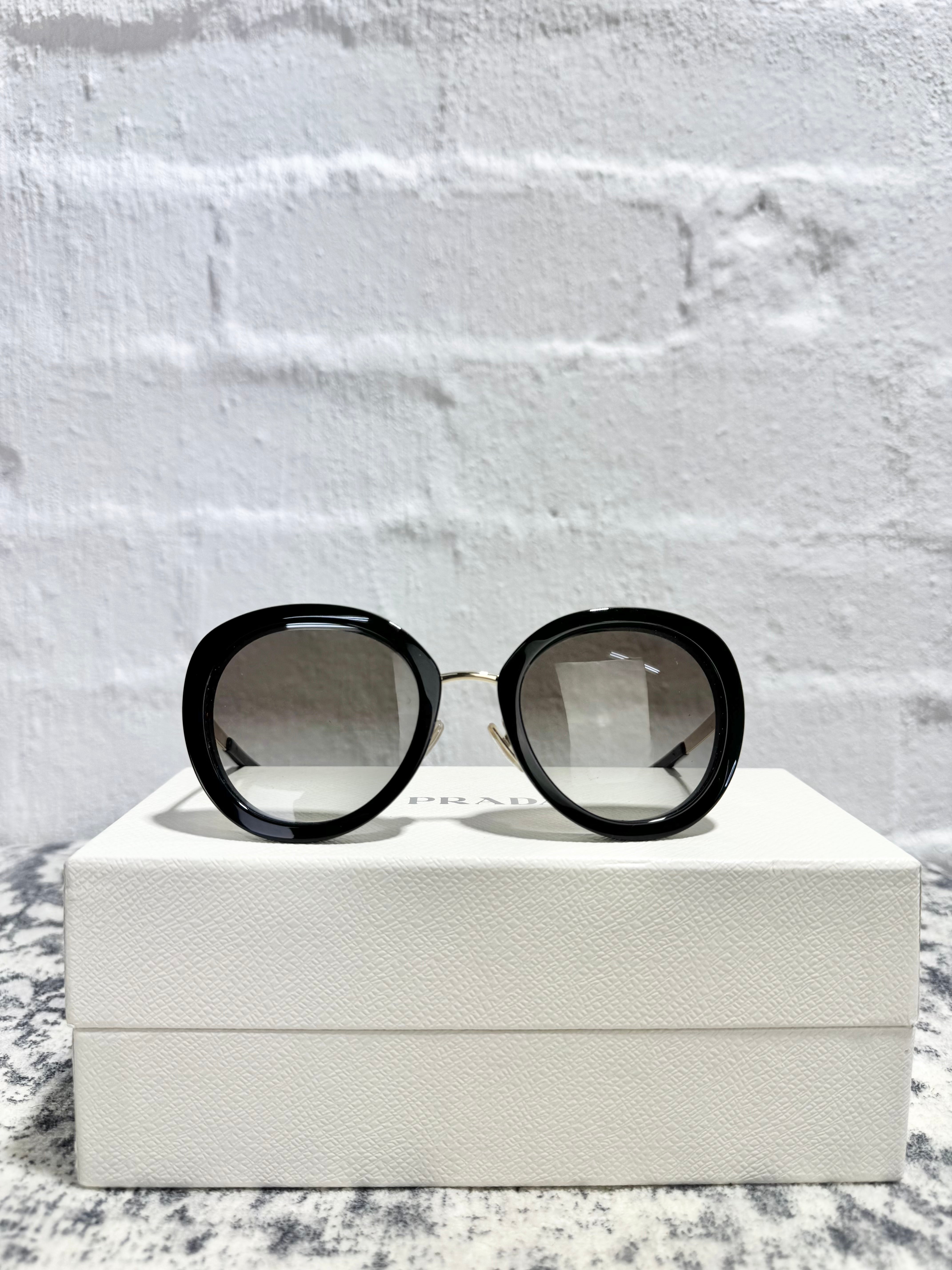 Prada SOR54Y Black Oversized Round Sunglasses