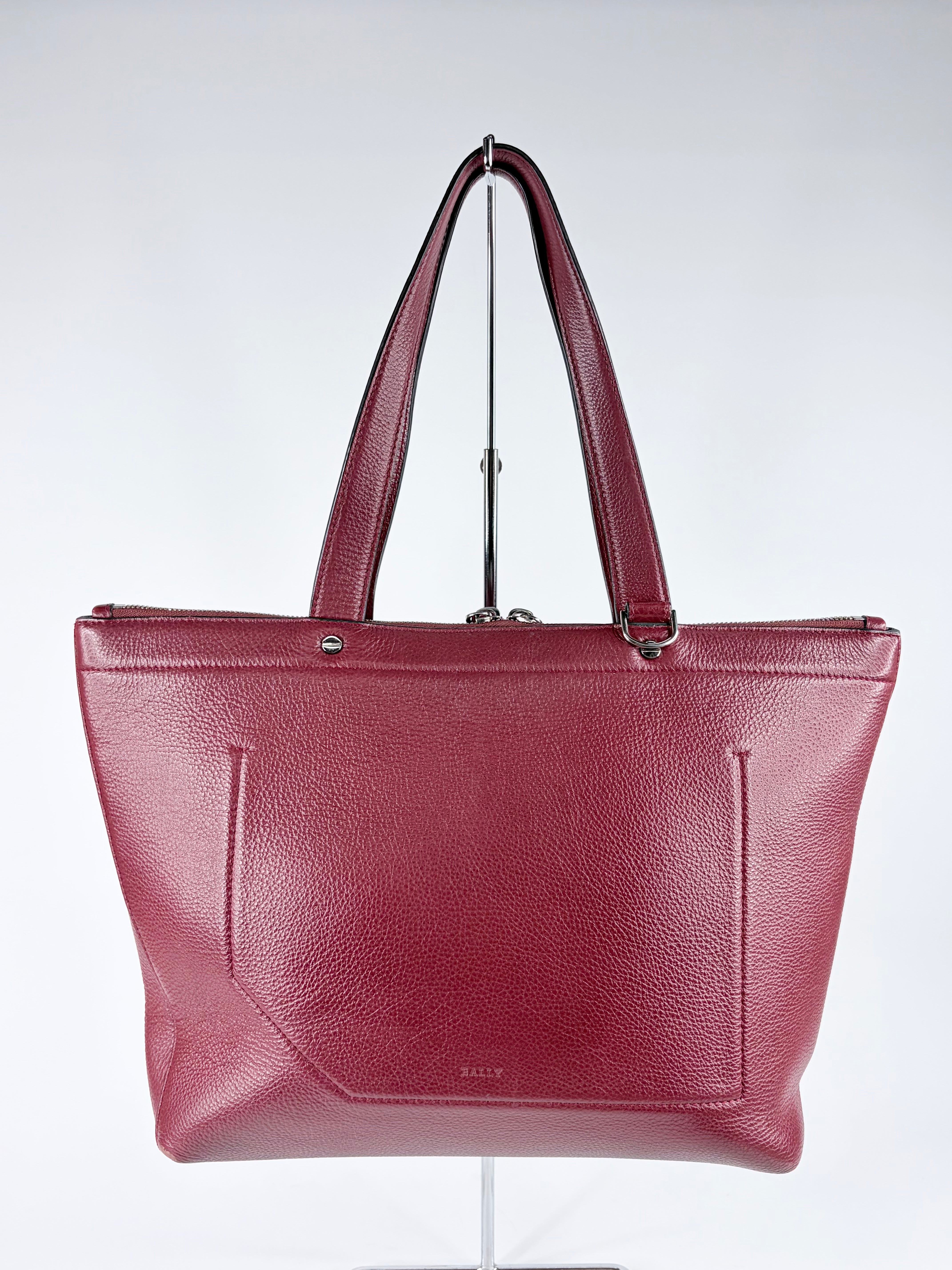 Bally Wine Grained Leather ‘Ballyssime’ Shoulder Bag