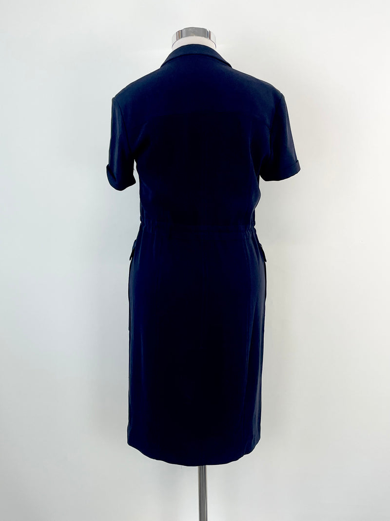 Boss Hugo Boss Navy Blue Zip-Up 'Hanetta' Midi Dress - AU12