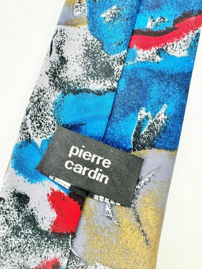 Vintage Pierre Cardin Blue & Red Abstract Pattern Tie