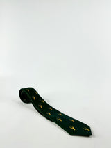 Vintage Forest Green Deer Pattern Tie