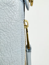 Fossil Cornflower Blue Grained Leather Shoulder Bag