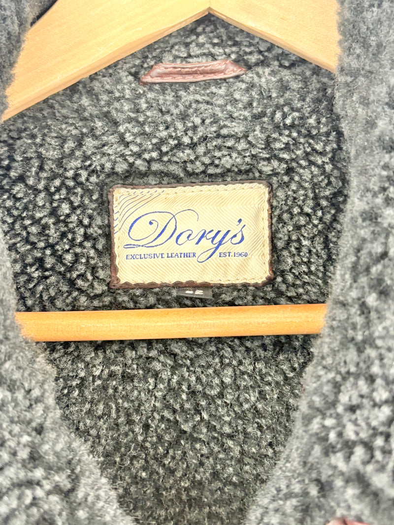 Dory's Genuine Leather Mahogany Shearling-Lined Jacket - 52