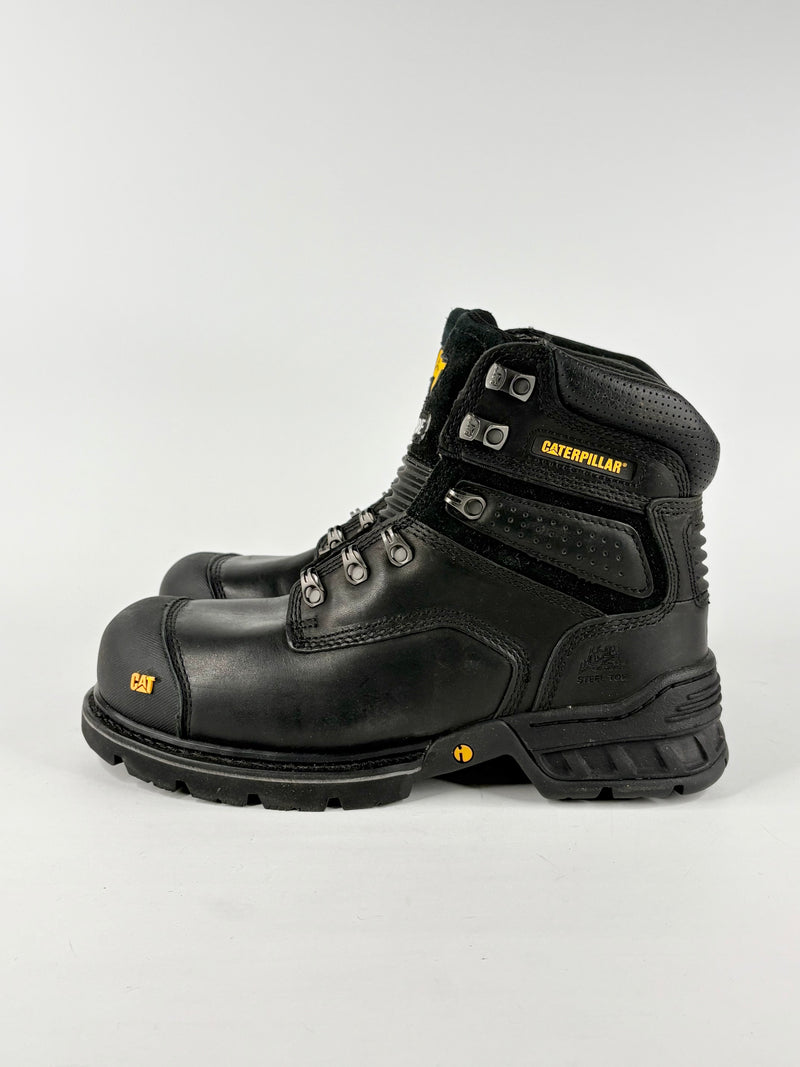 Caterpillar Black Leather 'Brakeman' Steel-Capped 6" Work Boots - EU41