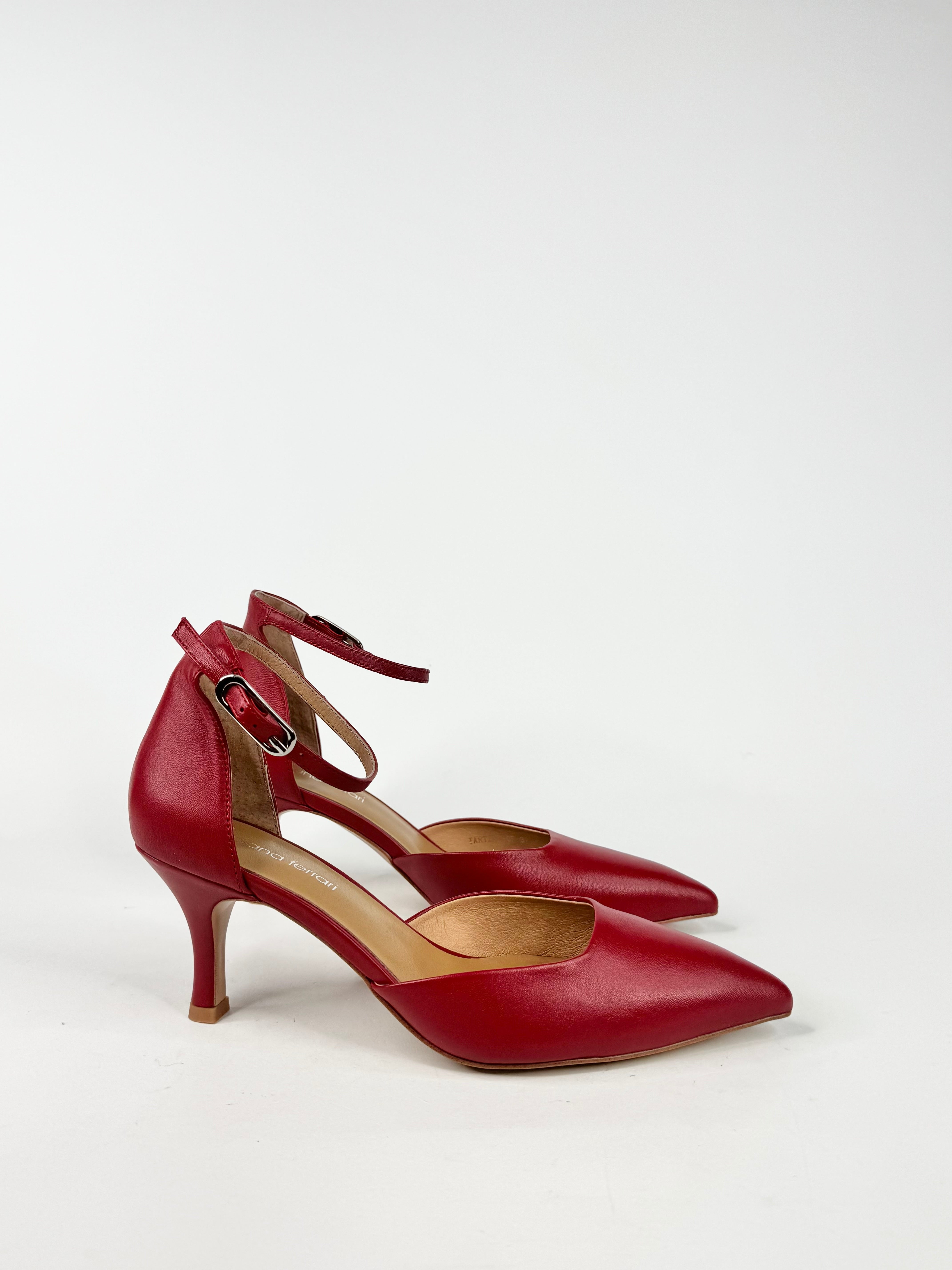MFW Diana Ferrari Tartine Deep Red Leather Heels - EU37