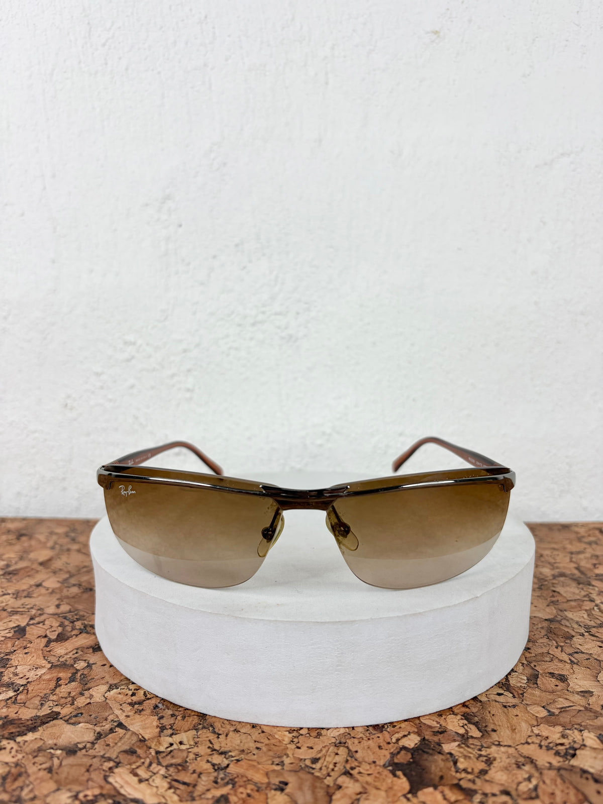 Ray-Ban 3308 Discontinued Rimless Shield Gradient Sunglasses