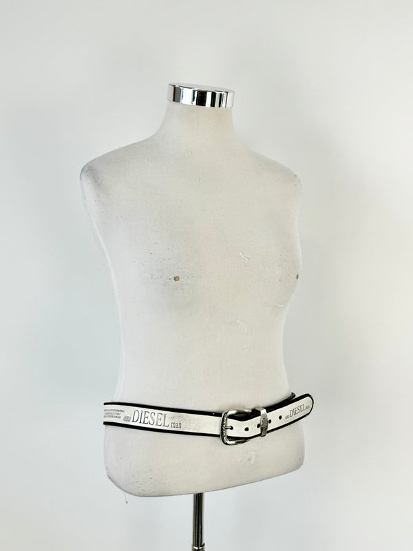 Diesel White & Black Logo Belt - XL