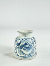 Antique Blue & White Orchid Patterned Jarlet