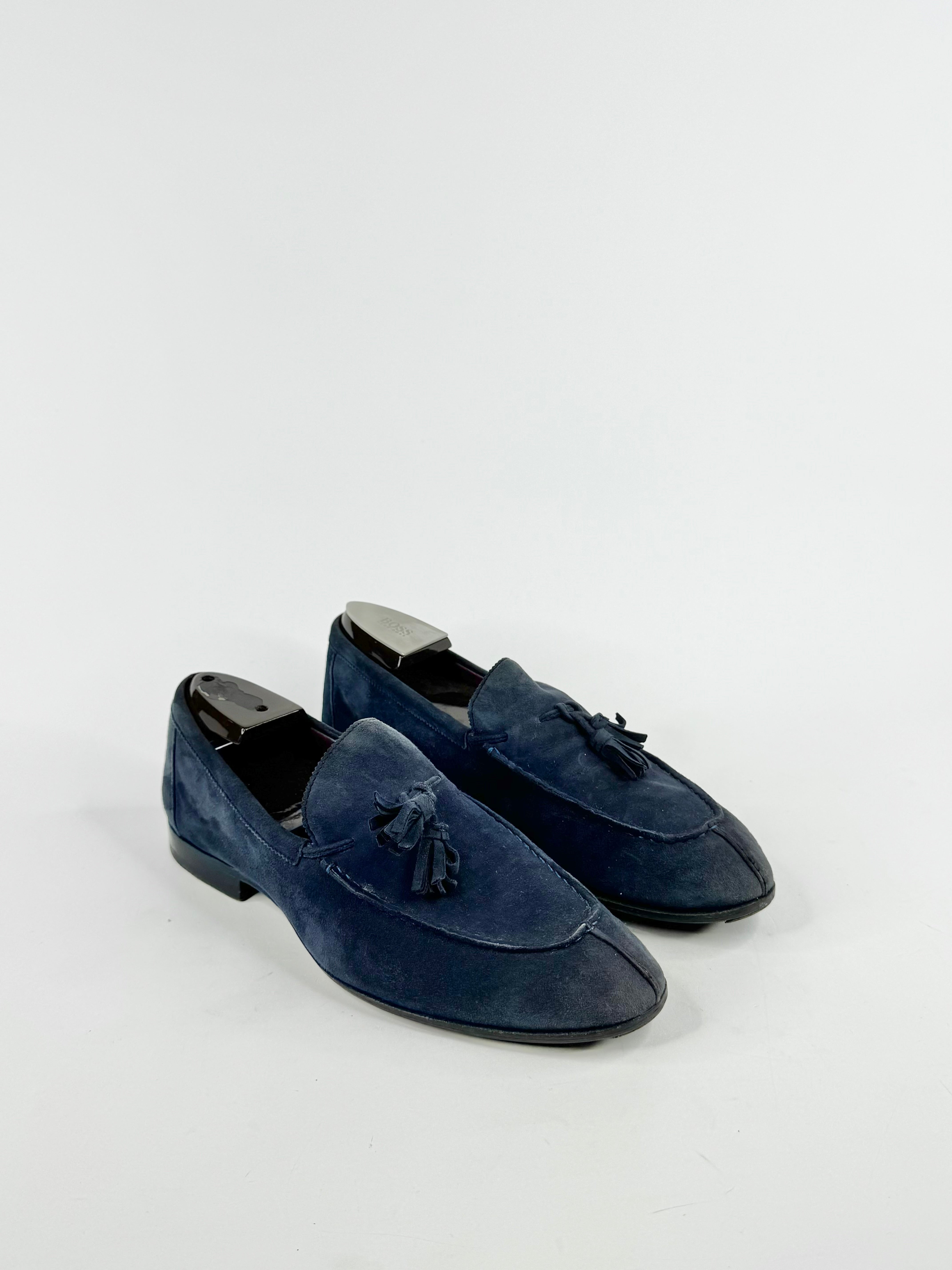Boss by Hugo Boss Soft Navy Blue Suede Loafers - EU40