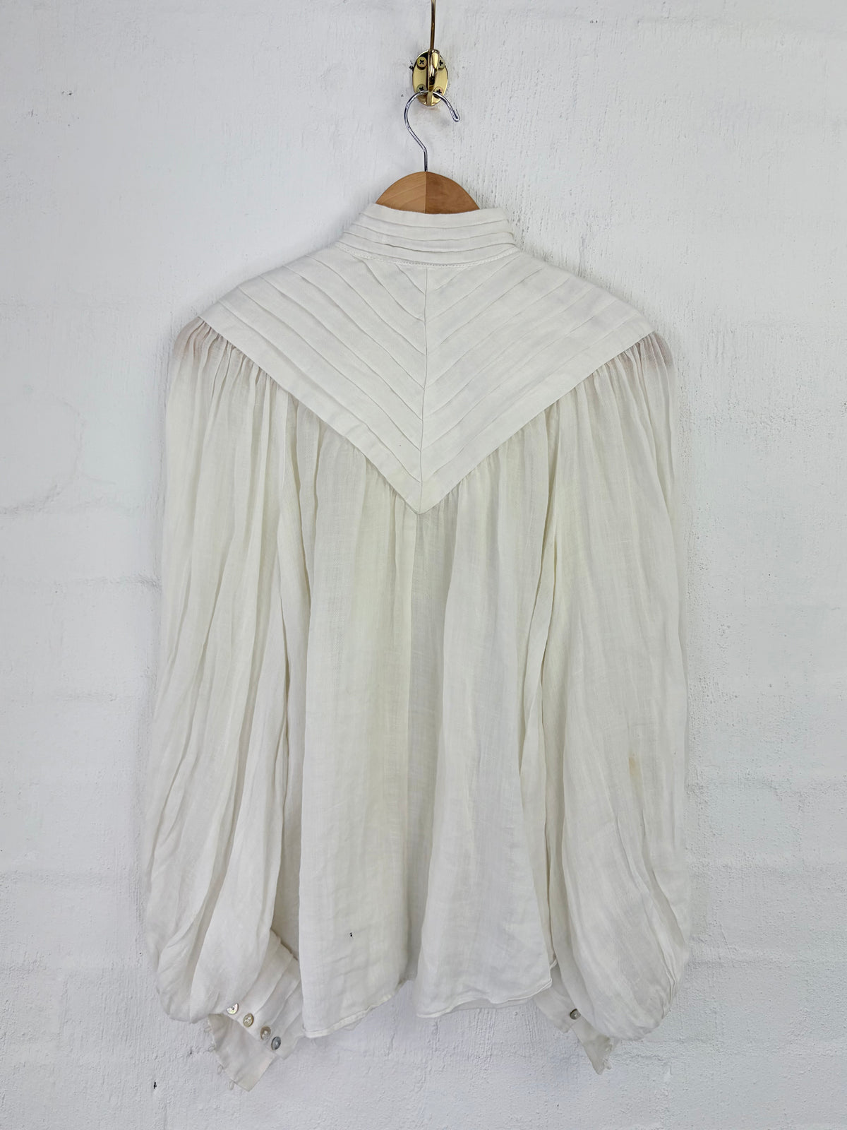 Alémais White Pleated Peasant Blouse - AU8