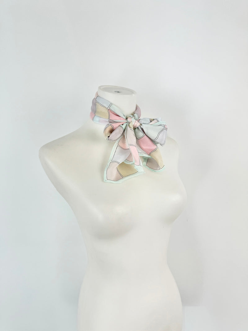 Oscar de la Renta Pastel Pink & Purple Long Silk Scarf