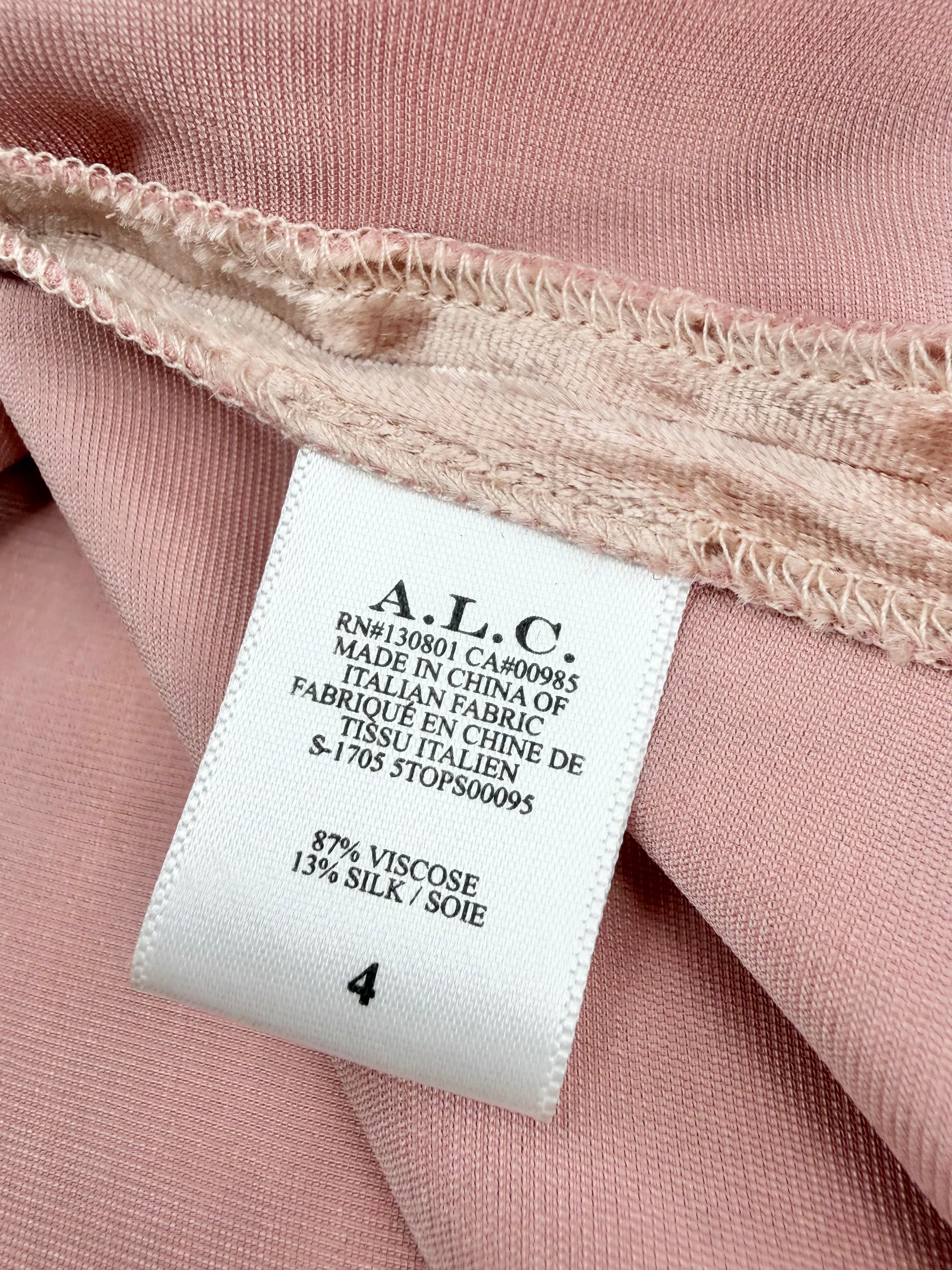 A.L.C Apricot Velvet V-Neck Top - AU12/14