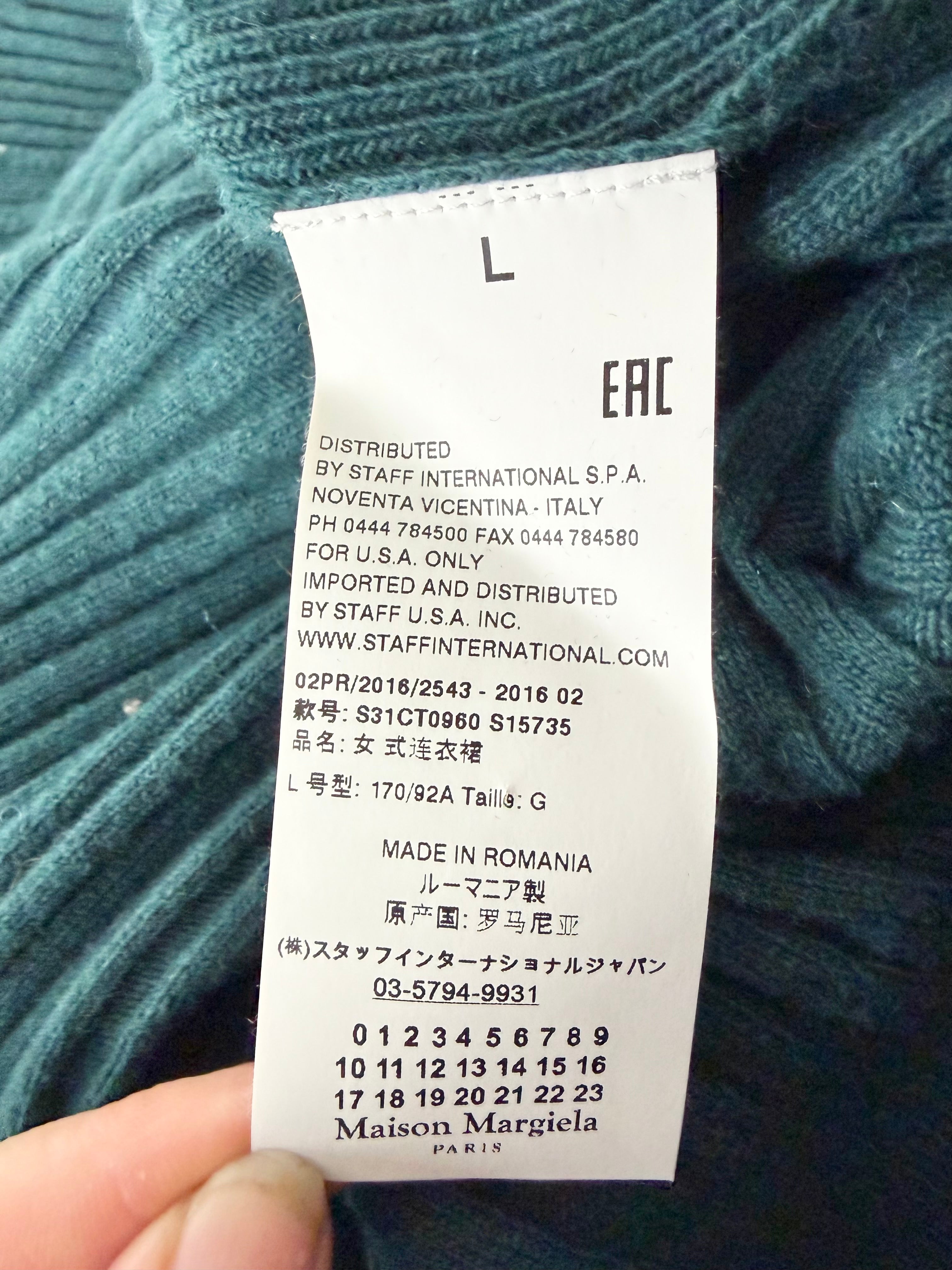 MM6 Maison Margiela Petrol Green Rib Knit Column Dress - AU10/12