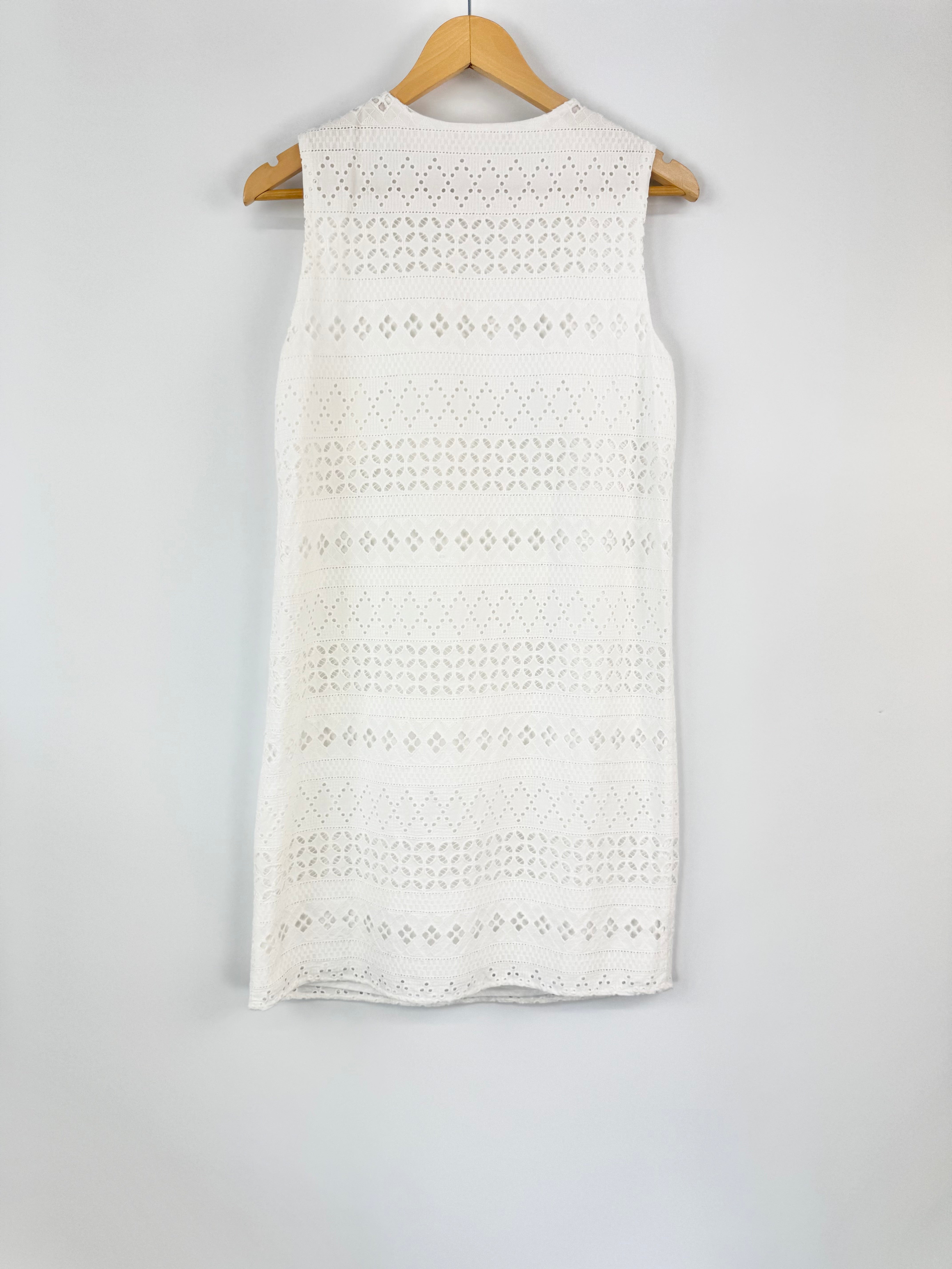 Stefanel White Lace Sleeveless Shift Dress - AU10