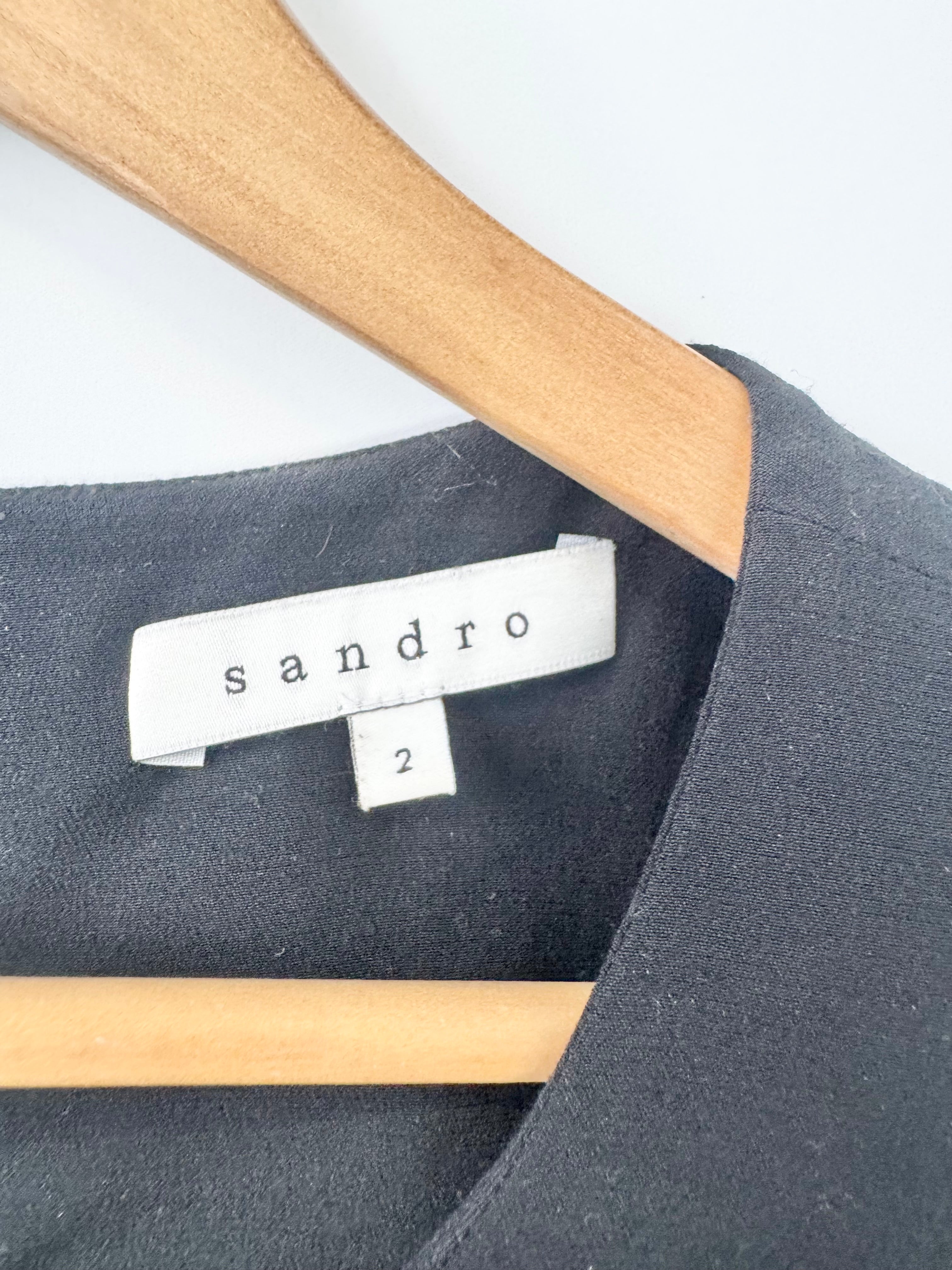 Vintage Sandro Black & Silver Lurex Blouse - AU10