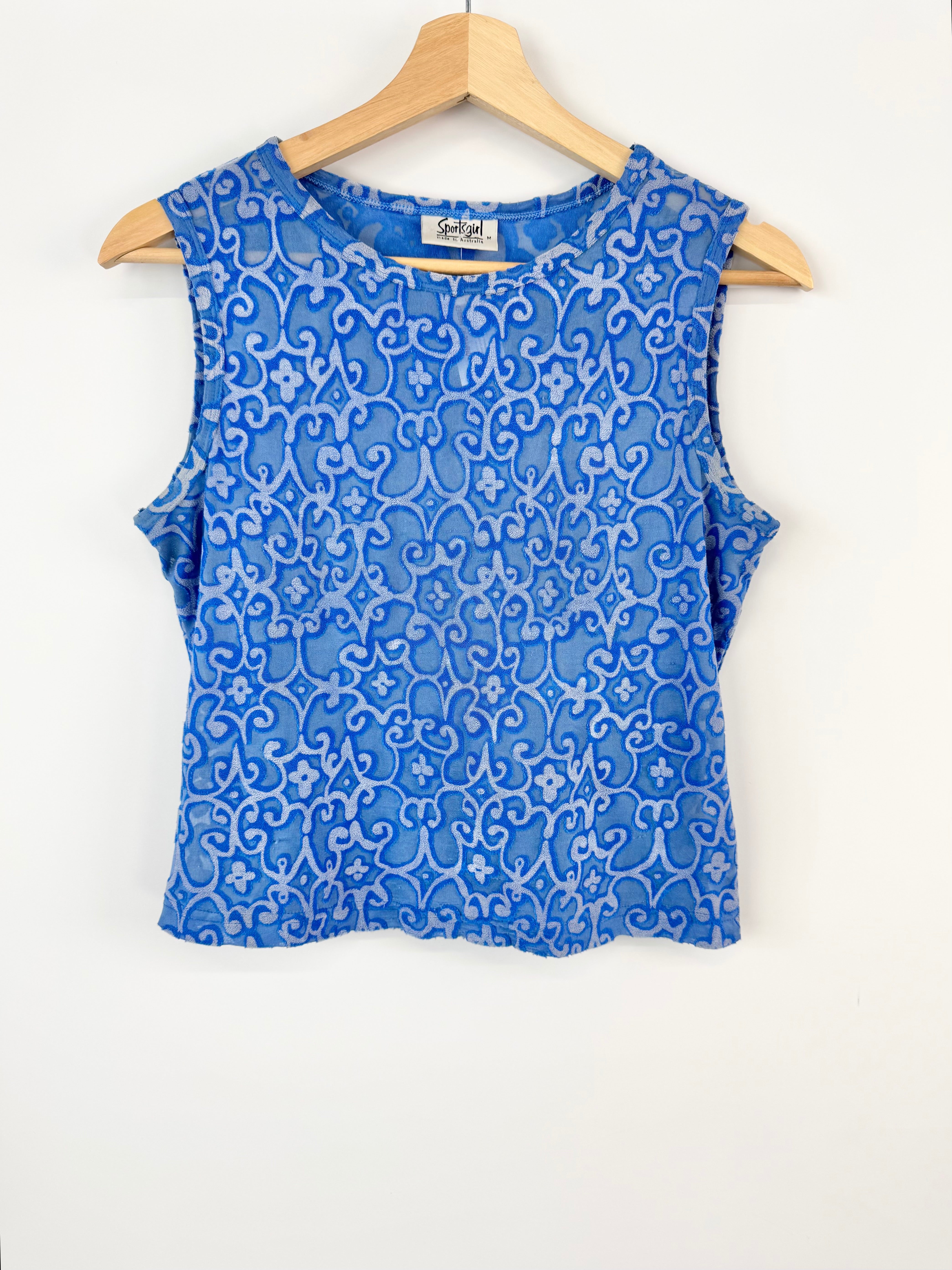 VINTAGE 90s SPORTSGIRL BLUE SLEEVELESS TOP - AU8