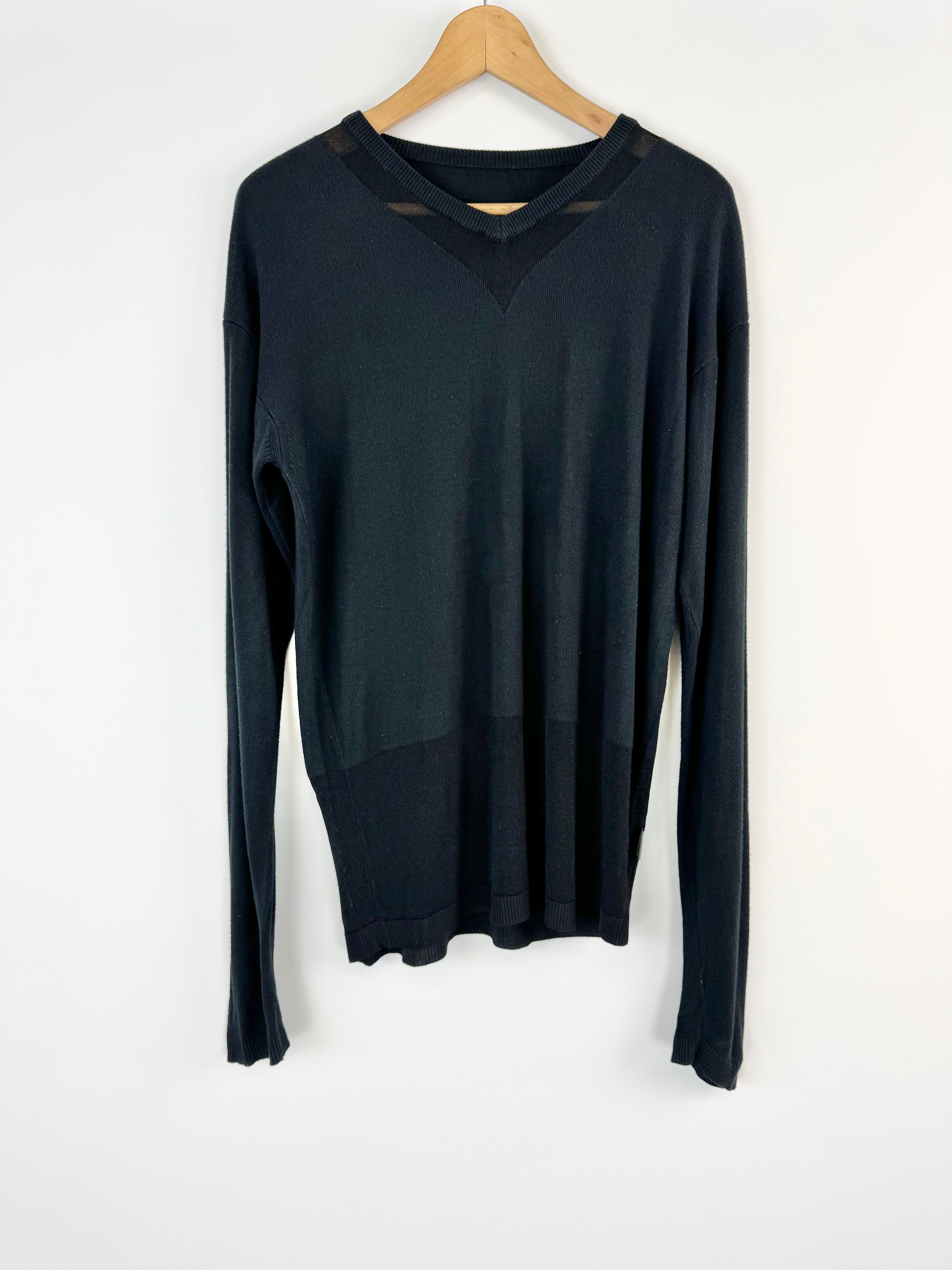 Versace Black Long Sleeve V-Neck Sweater - AU12/14