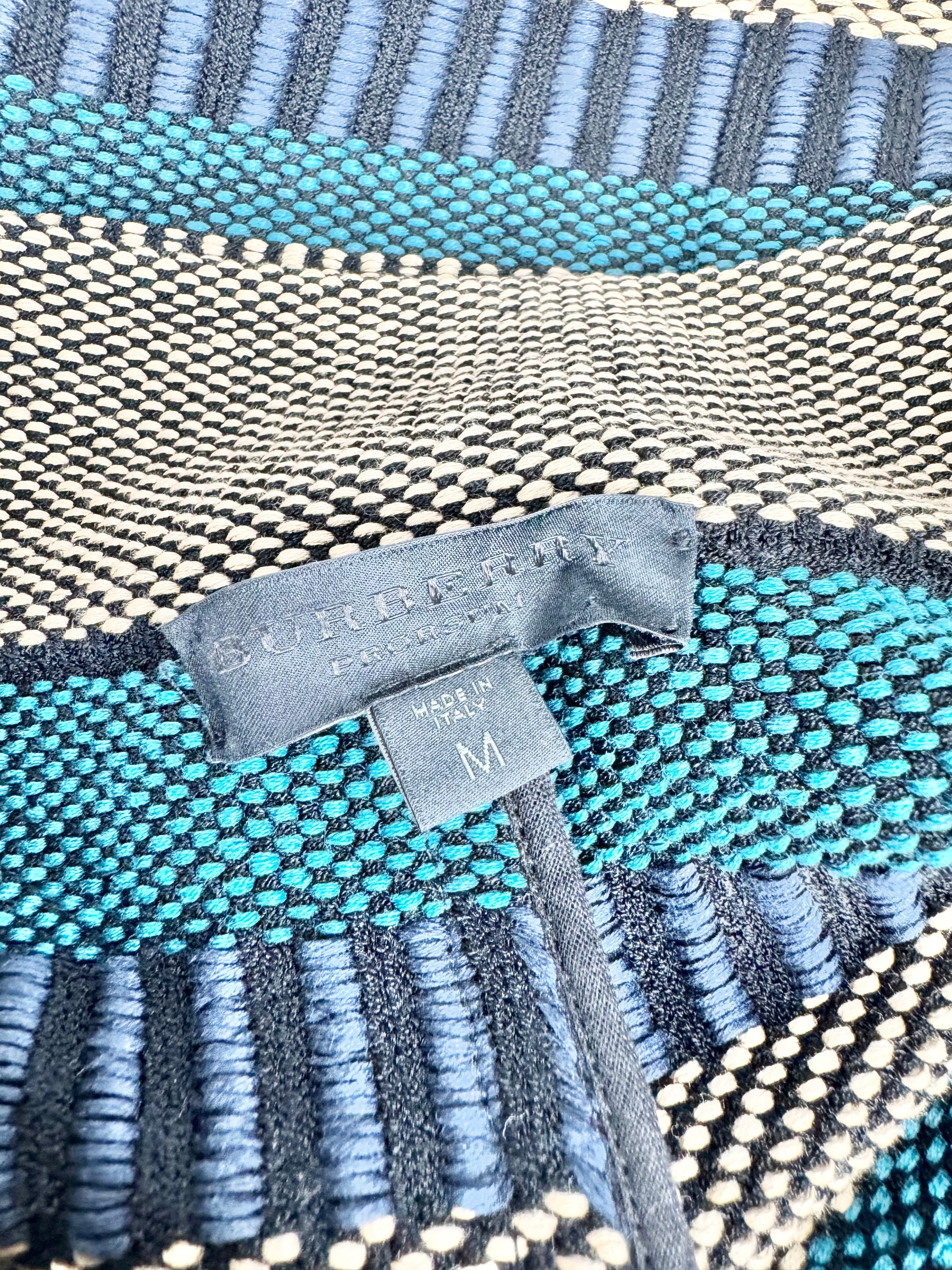 Burberry Prorsum Gold & Teal Woven Pencil Skirt - AU10