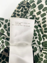 Stella McCartney White & Green Spotted Silk Drawstring Pant - AU8/10