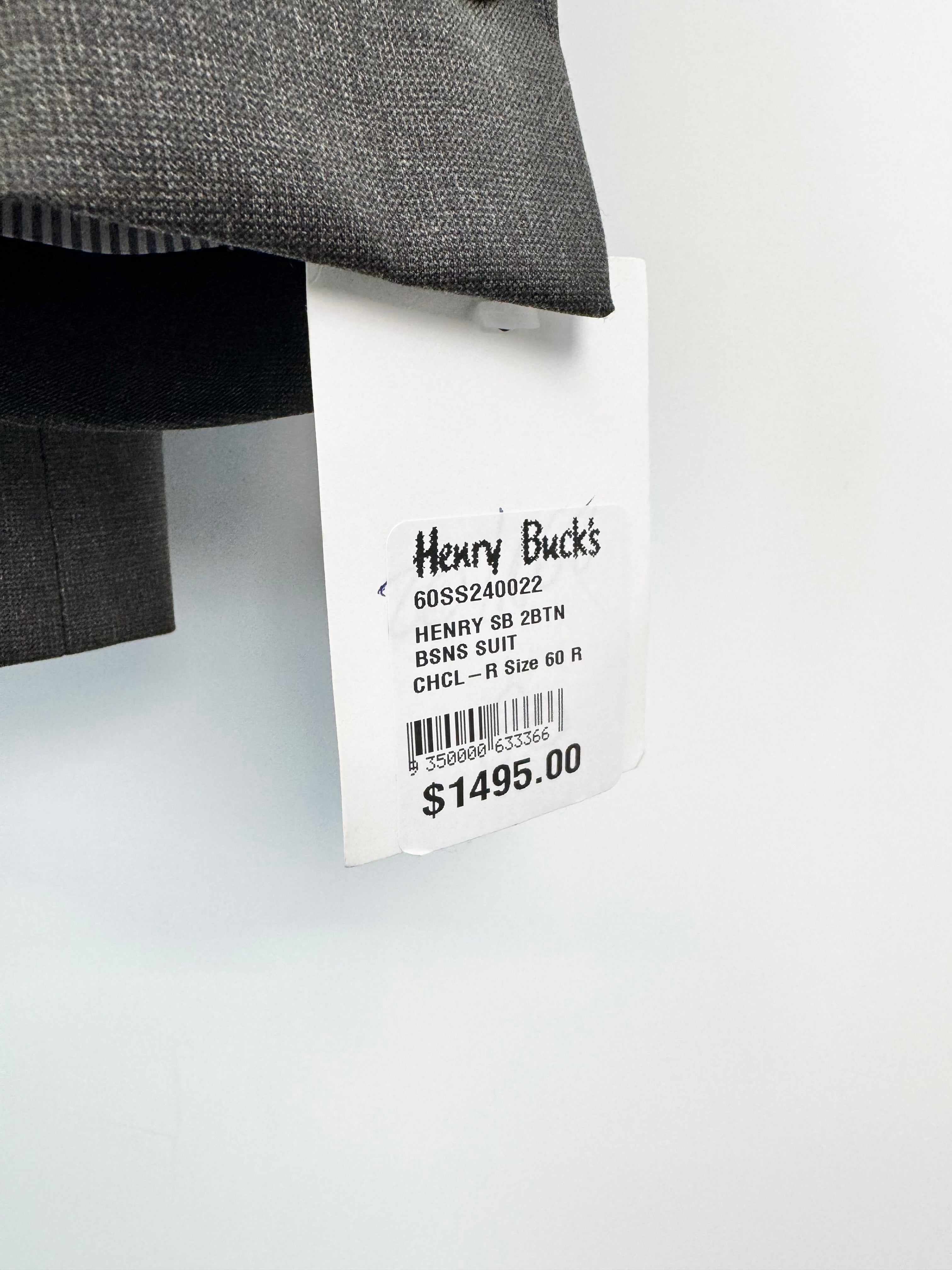 Henry Bucks Grey Super 130s Wool 2 Piece Suit NWT - 60/52