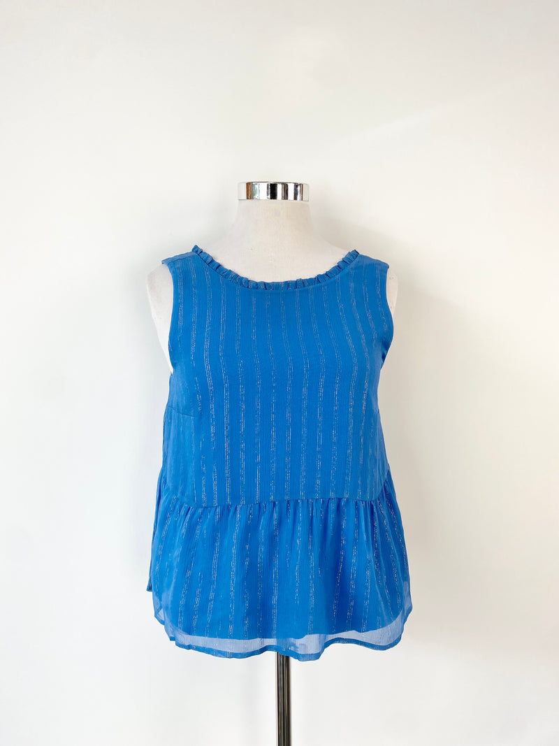 Sézane Eletric Blue Metallic Strip 'Alex' Top NWT - AU12