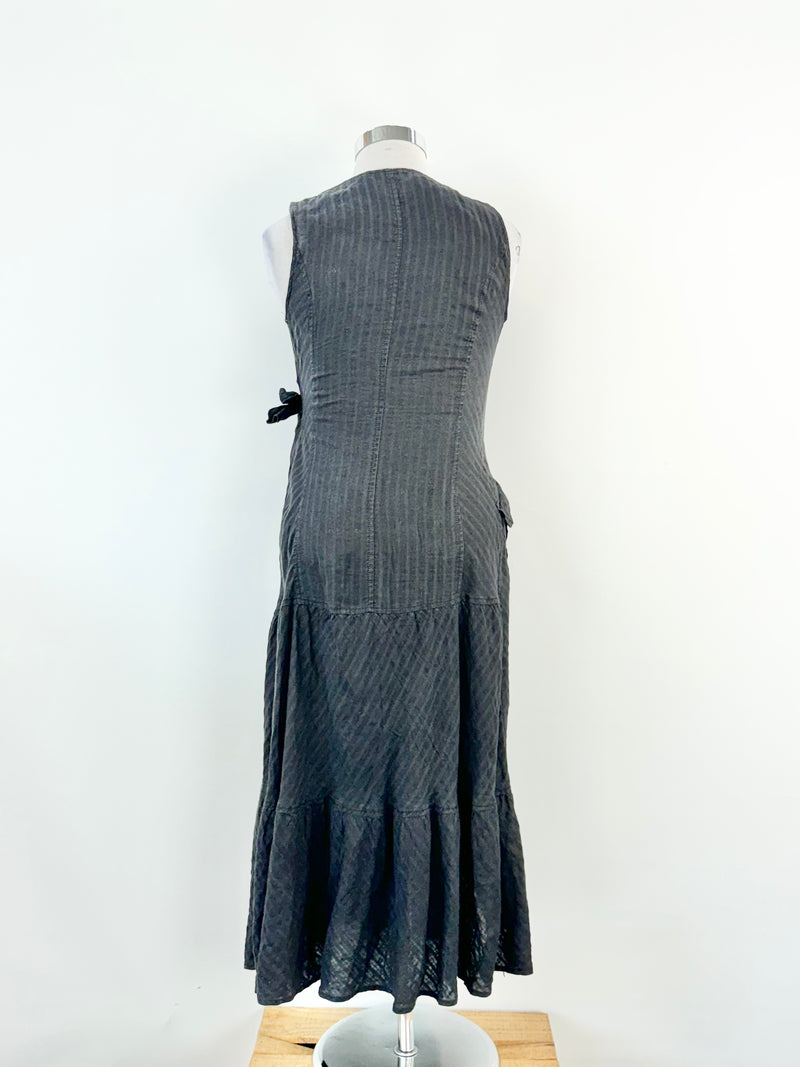Max Mara Black Cotton Wrap Dress - AU10/12