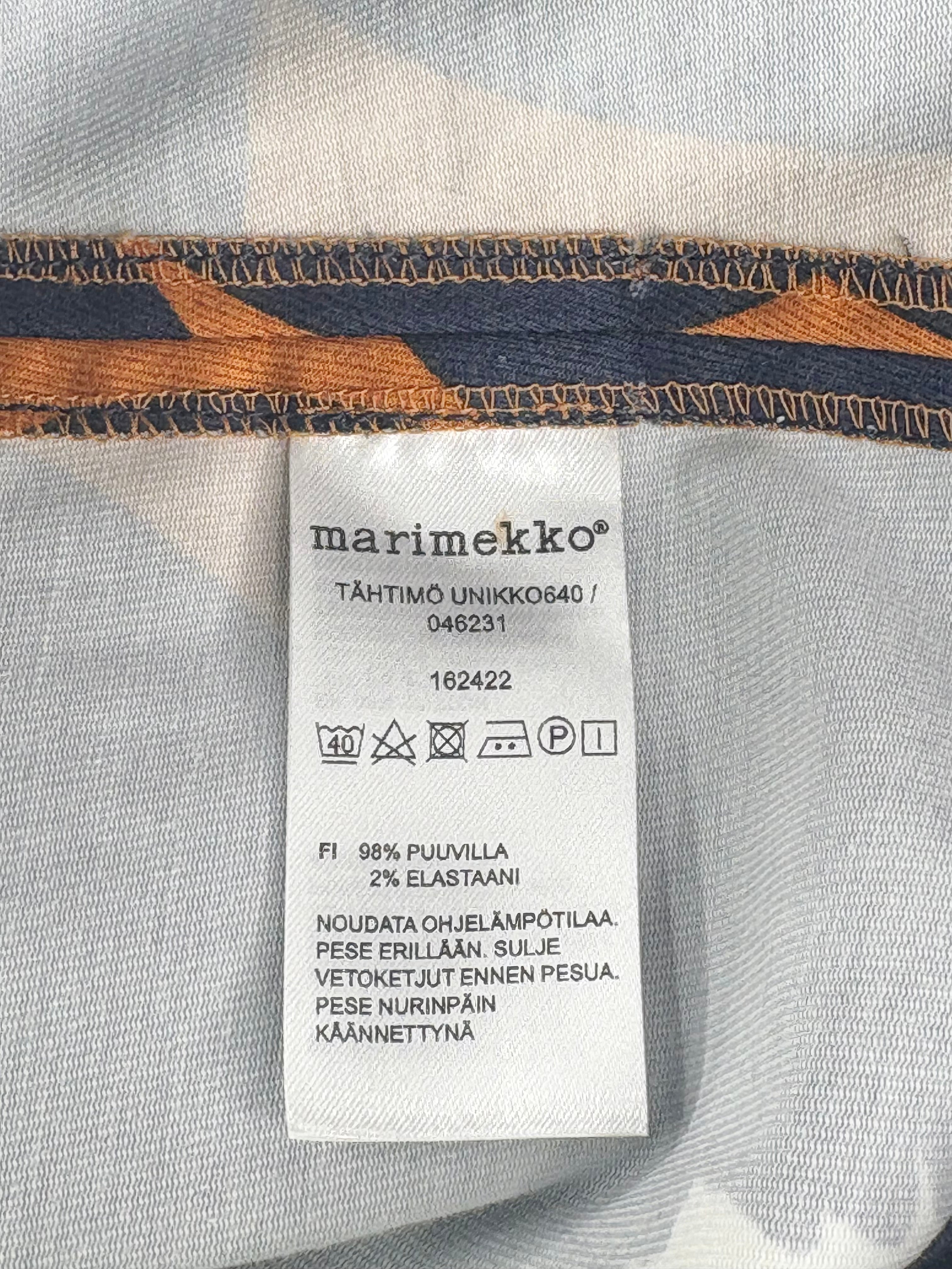 Marimekko Blue & Deep Orange 'Tahtimo' Unikko Maxi Dress - L