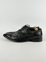 Italian Made Black Leather Lace-Up Derby Shoes - EU43
