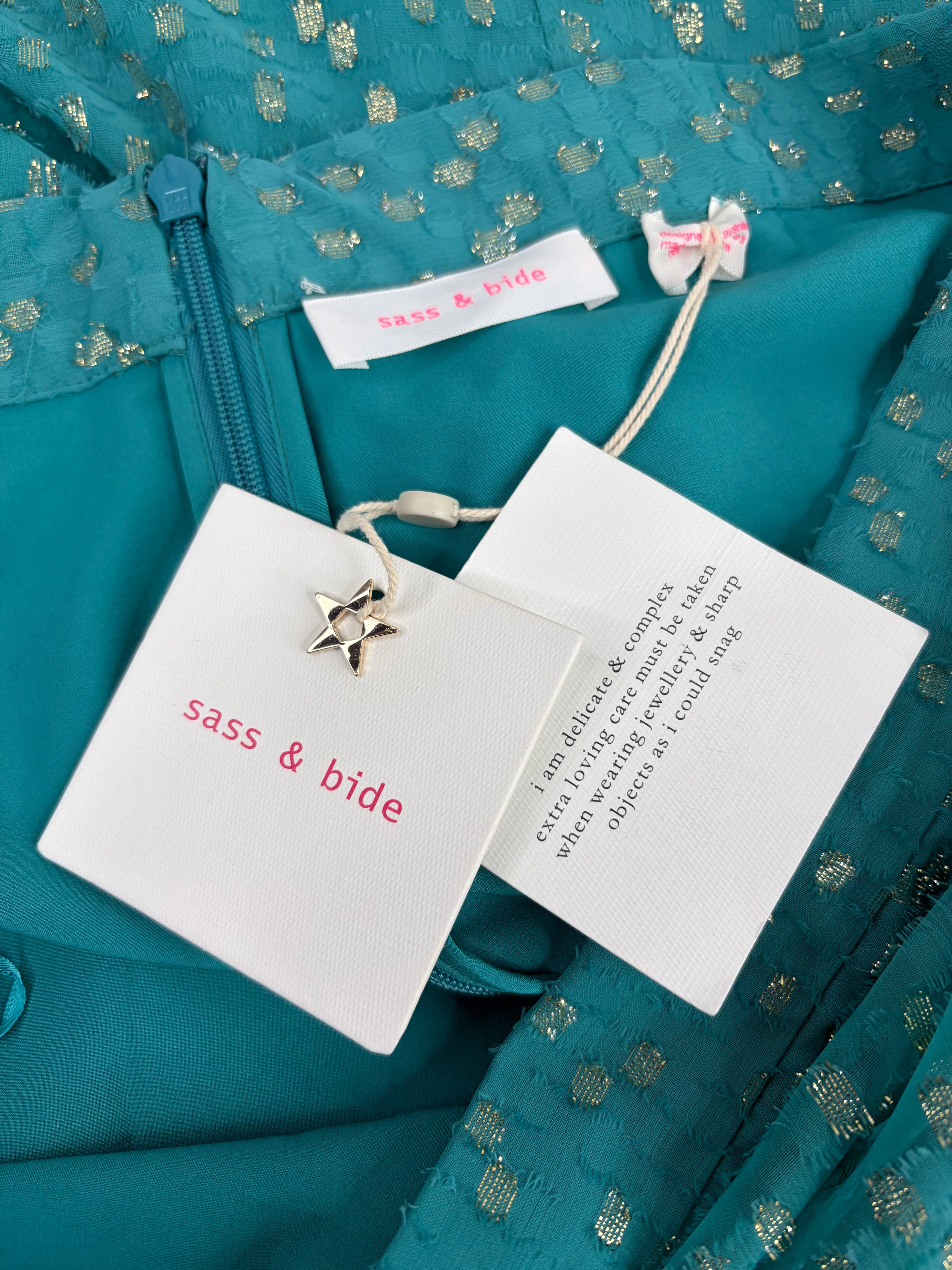 Sass & Bide Turquoise & Gold 'Only Imagine' Frilled Maxi Skirt NWT - AU14
