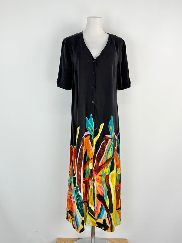 Gorman x Rebekah Callaghan Black Patterned Silk-Blend Tunic Dress - AU10