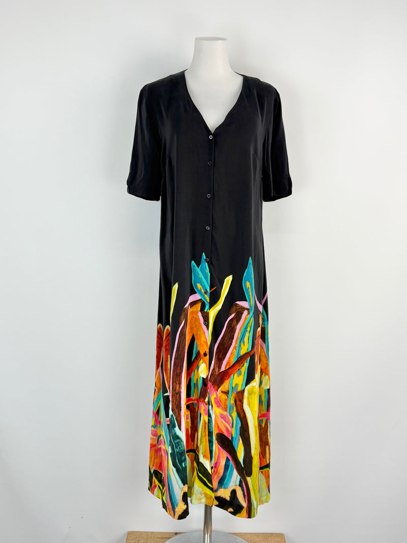 Gorman x Rebekah Callaghan Black Patterned Silk-Blend Tunic Dress - AU10