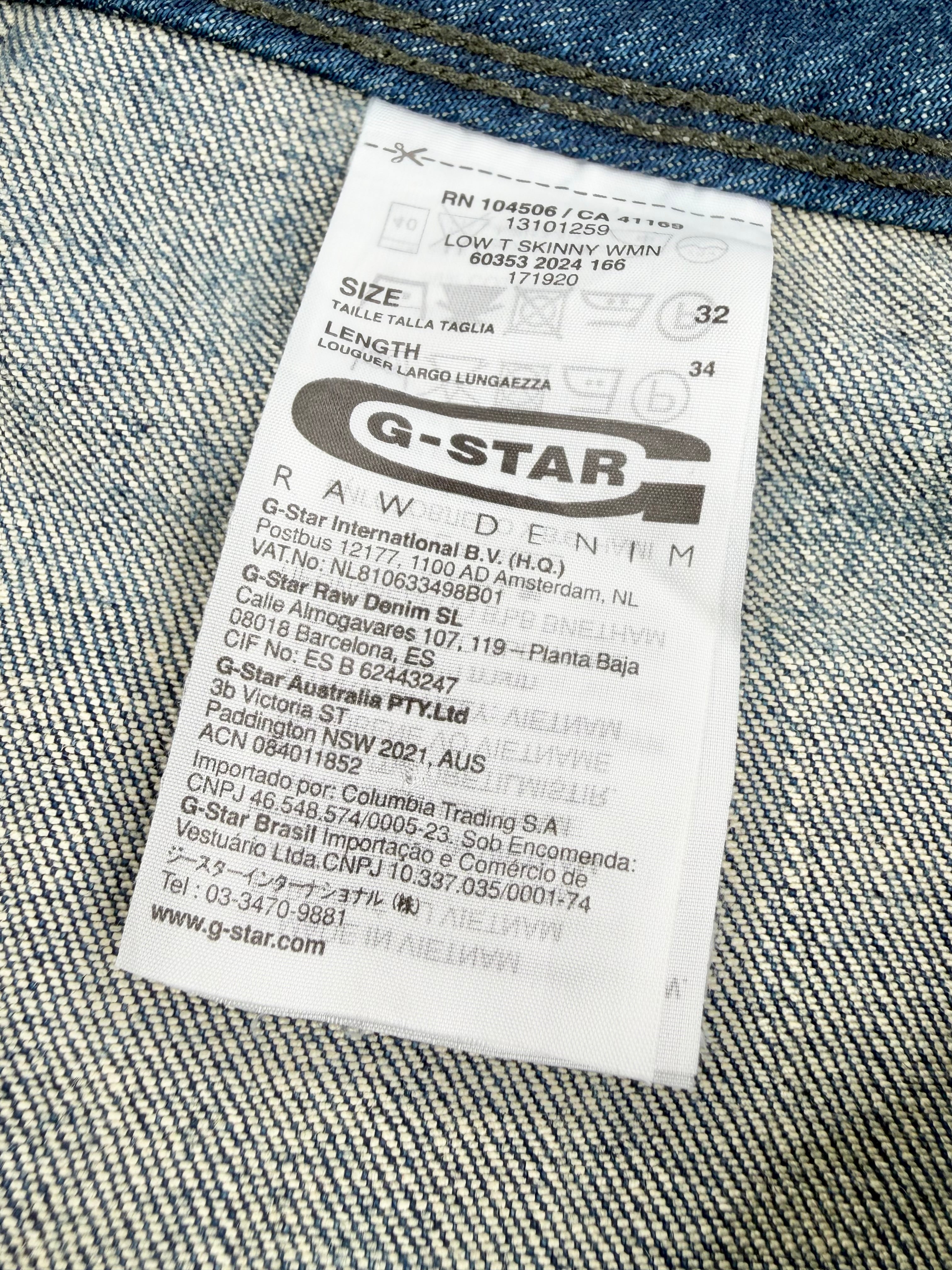 G-Star Raw Blue 'Low T Skinny' Jeans - 32