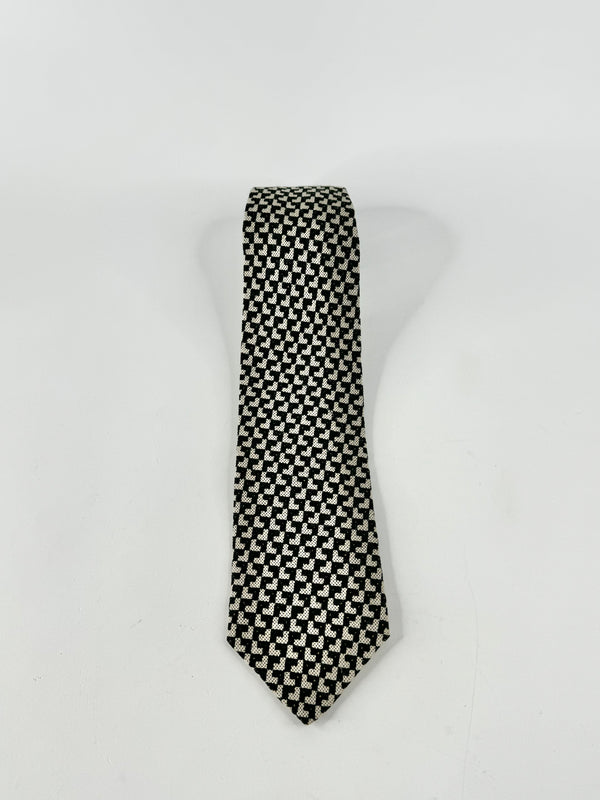 Vintage Emporio Armani Black & White Patterned Wool Tie