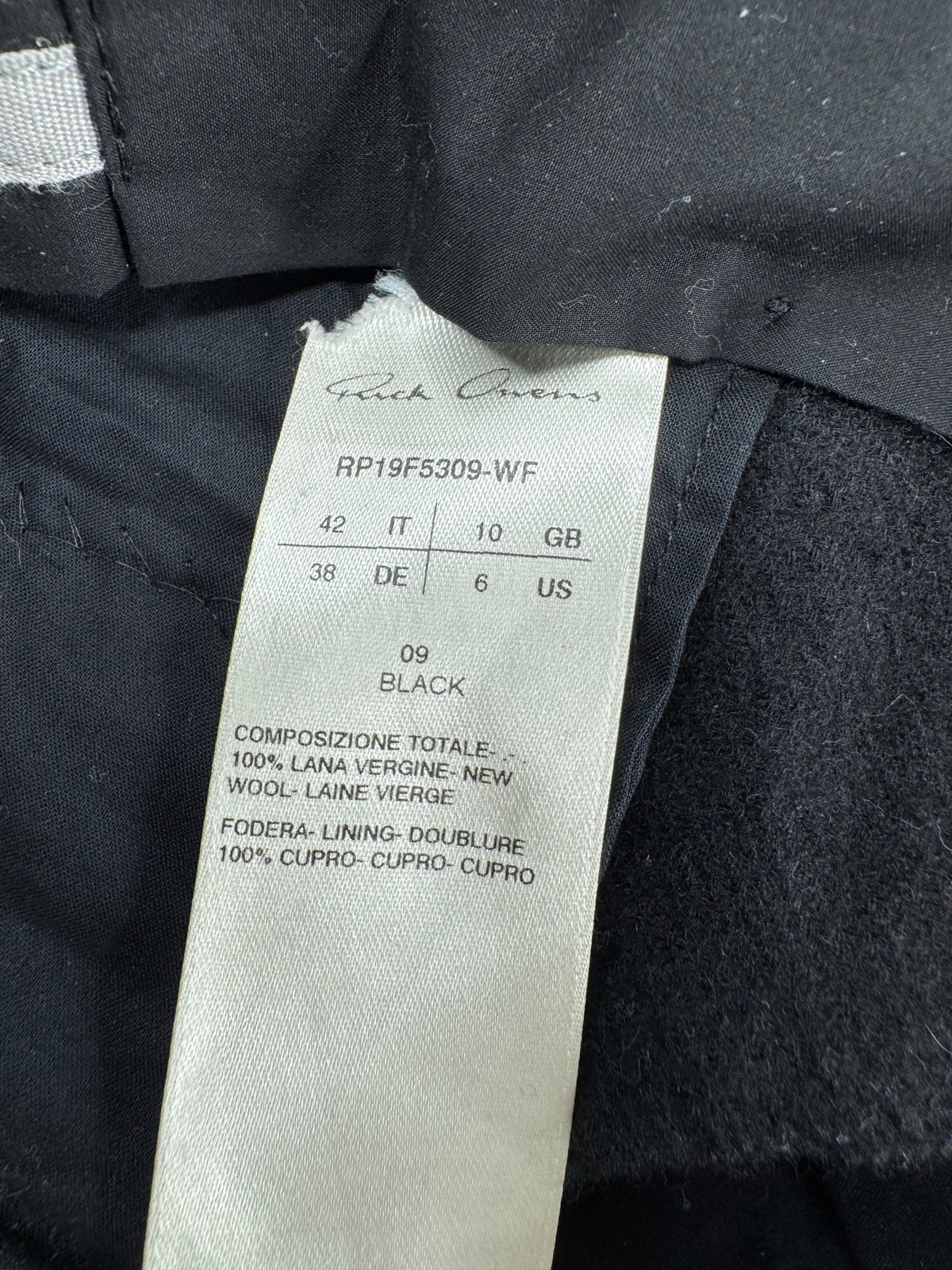 Rick Owens Season 19 Larry Black Wool Capris - AU10