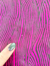 Vintage Dark Pink & Black Striped Silk Scarf