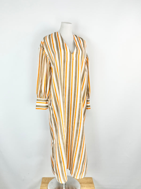 Lee Mathews Striped V-Neck Dress - AU8/10