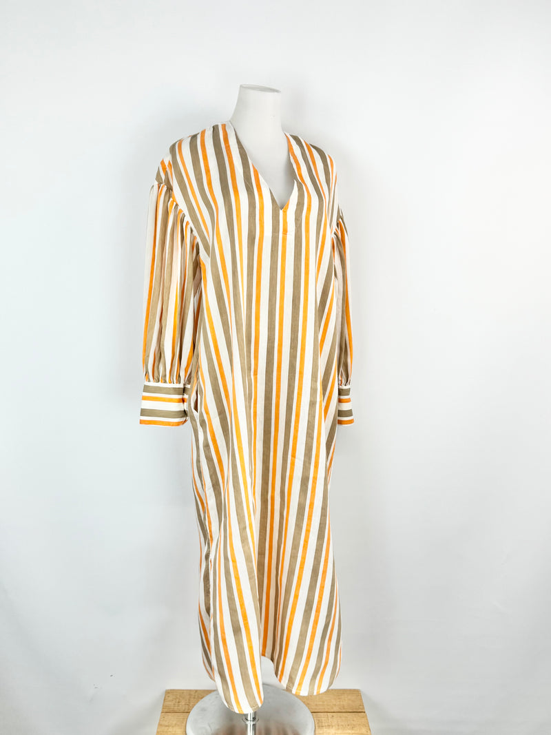 Lee Mathews Striped V-Neck Dress - AU8/10